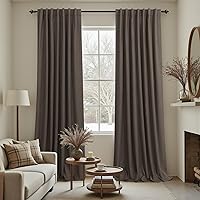 Vista 87 de KOUFALL Cortinas para Ventanas de Cuarto Opacas, Lino Blancas Bloqueador de Luz 84 Largas para Sala Elegantes Oscuras Cortina Sala de Estar Marfil