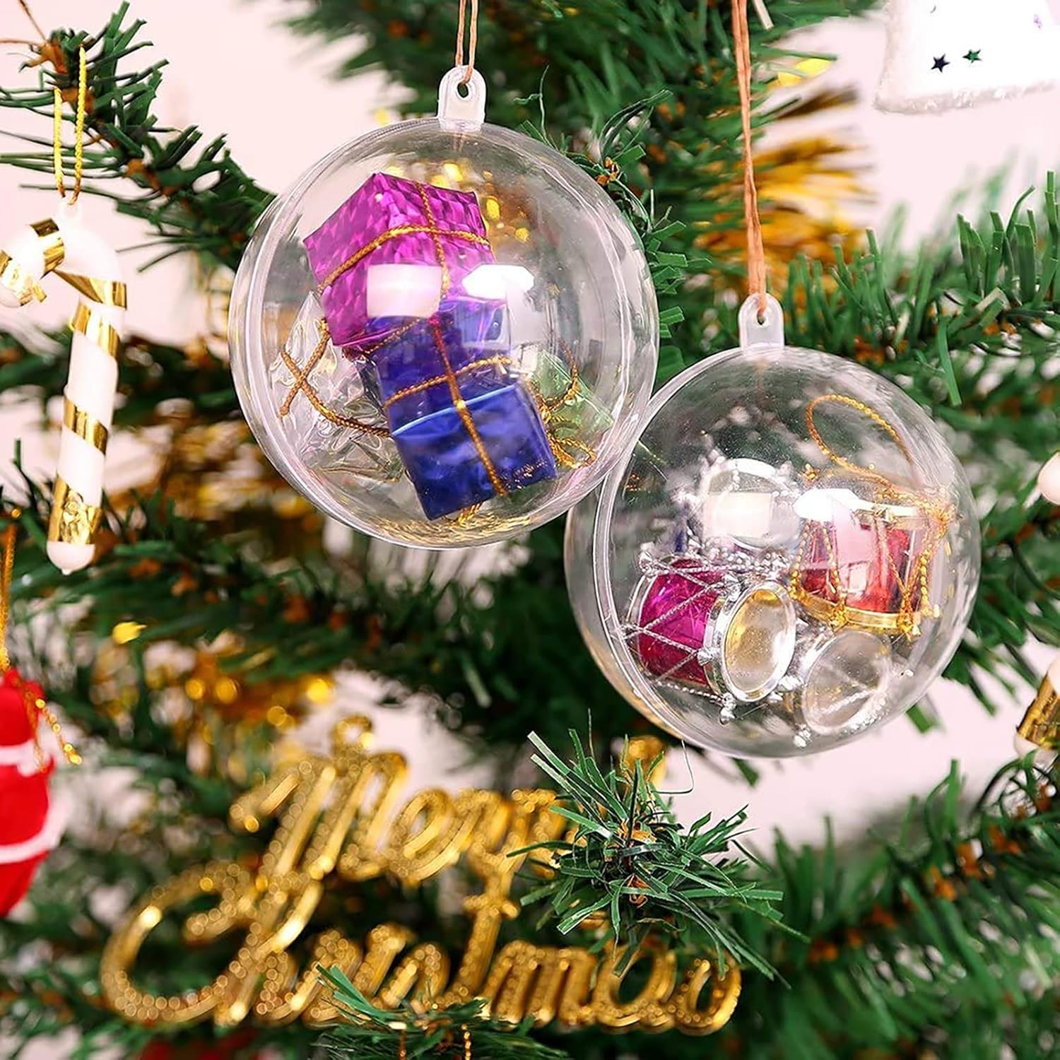 20Pcs 5cm Clear Baubles,Empty Plastic Baubles to Fill, Christmas Tree Decorations Ball for Craft New Years Wedding Party Home Decor