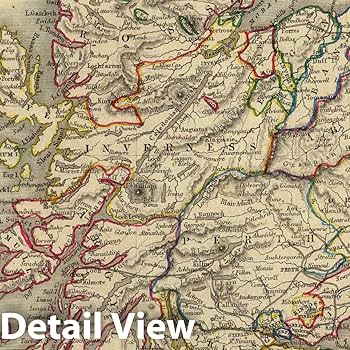 スコットランド 古地図 金色フレーム スコットランド 古地図 金色フレーム Scotland Old Map Gold
