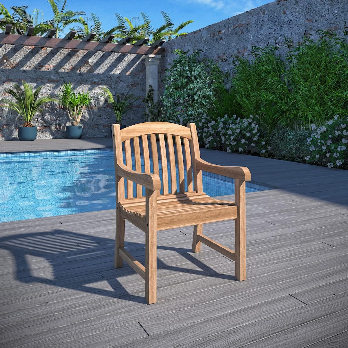 Amazonia Pennsylvania 7-Piece Outdoor Rectangular Dining Table Set | Certified Teak | Ideal for Patio and Indoors