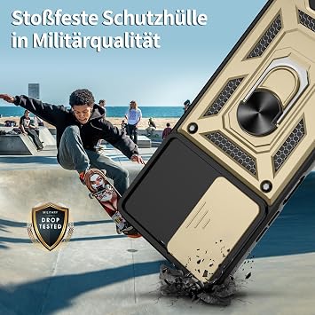 Jshru Case for Motorola G06 4G Camera Protection with Stand Gold