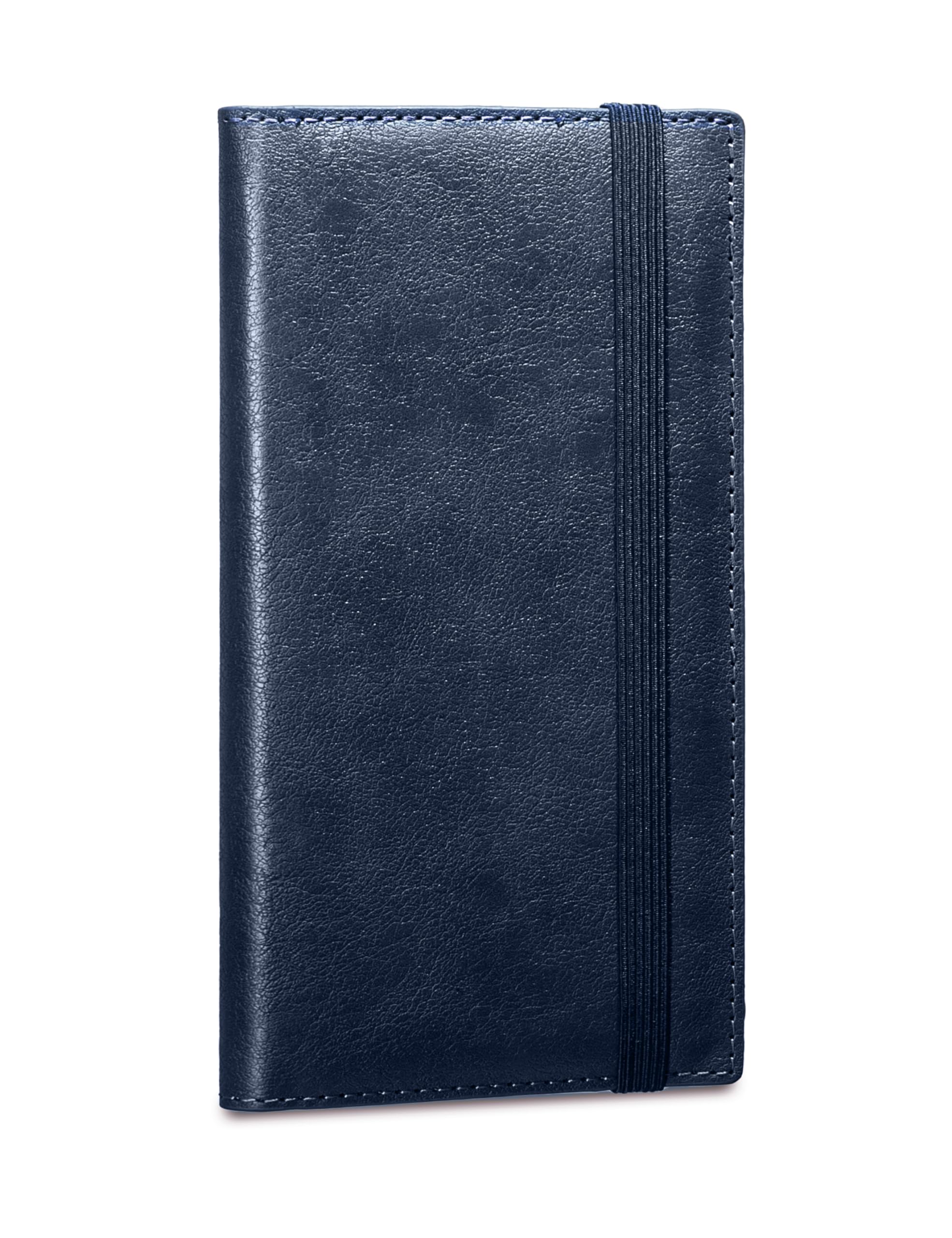 Yarnic Checkbook Cover for Personal Checkbook, Checkbook Holder with Pen Holder & Built-in Clear Plastic Divider for Duplicate Checks (Navy Blue)