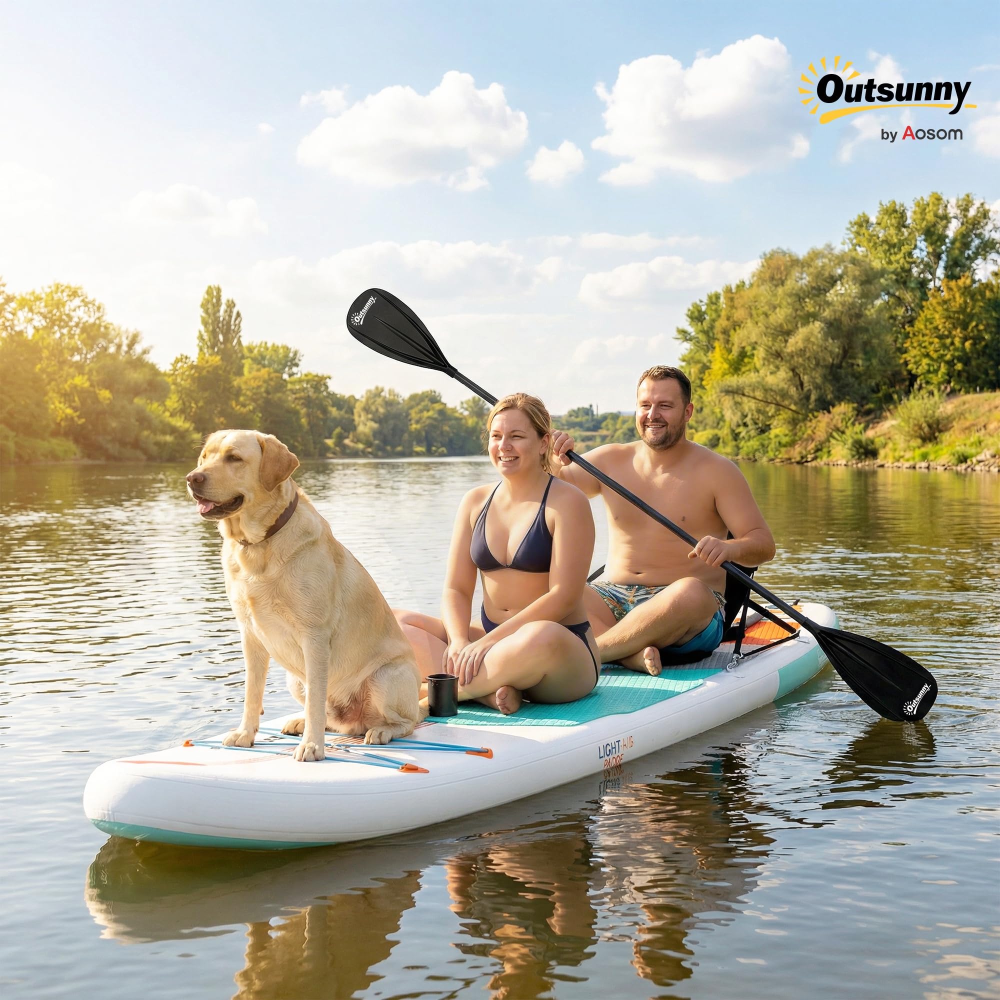 Outsunny Tabla Paddle Surf Hinchable con Accesorios 335 cm, Remo Convertible, Asiento, Aletas, Stand Up Paddle Board con Superficie EVA Antideslizante, Bomba, Mochila, Funda, Carga 180 kg para Adultos