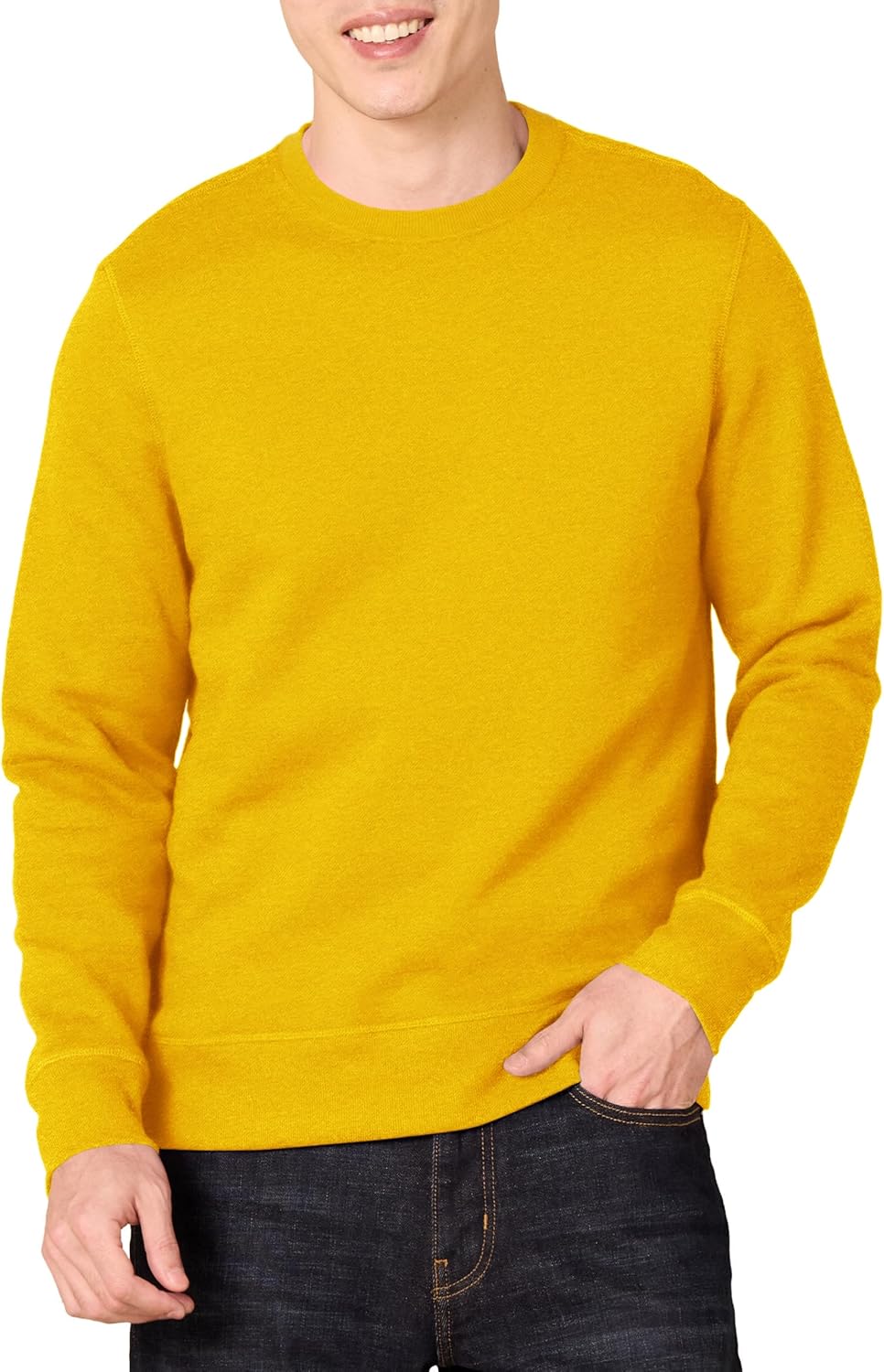 Amazon Essentials Men's Regular Fit Crewneck Fleece Sweatshirt, Soft Brushed Interior, Ribbed Neck and Sleeve