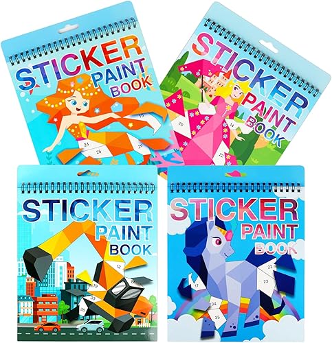 Miniatura 1 de Pegatina por números libros para niños de 4 a 8 años Princesa, sirena, caballos, calcomanía de vehículo, pintura, rompecabezas, actividades, libro,