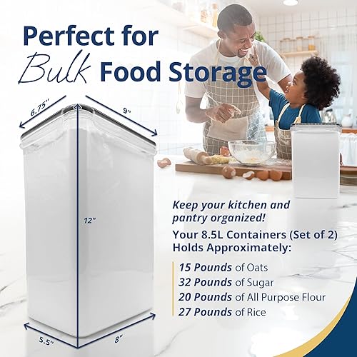 Miniatura 3 de Reli. Contenedores herméticos de almacenamiento de alimentos de 8.5 L con tapas (2 juegos) organizadores de cocina y contenedores de almacenamiento,