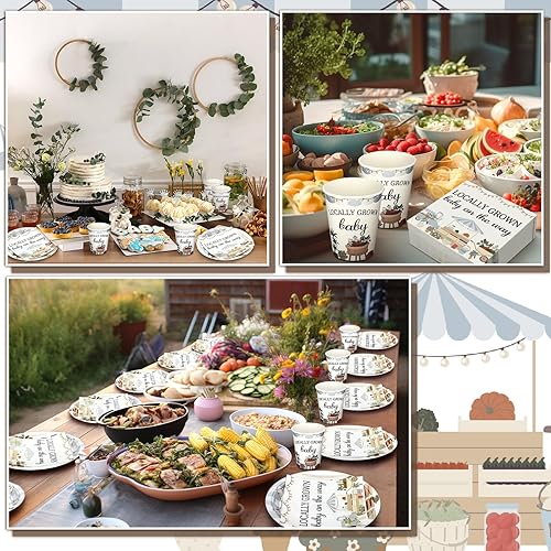 Vista 77 de Hushee Juego de 200 platos florales de papel para baby shower, servilletas, tazas, suministros de fiesta de baby shower, juego de vajilla desechable