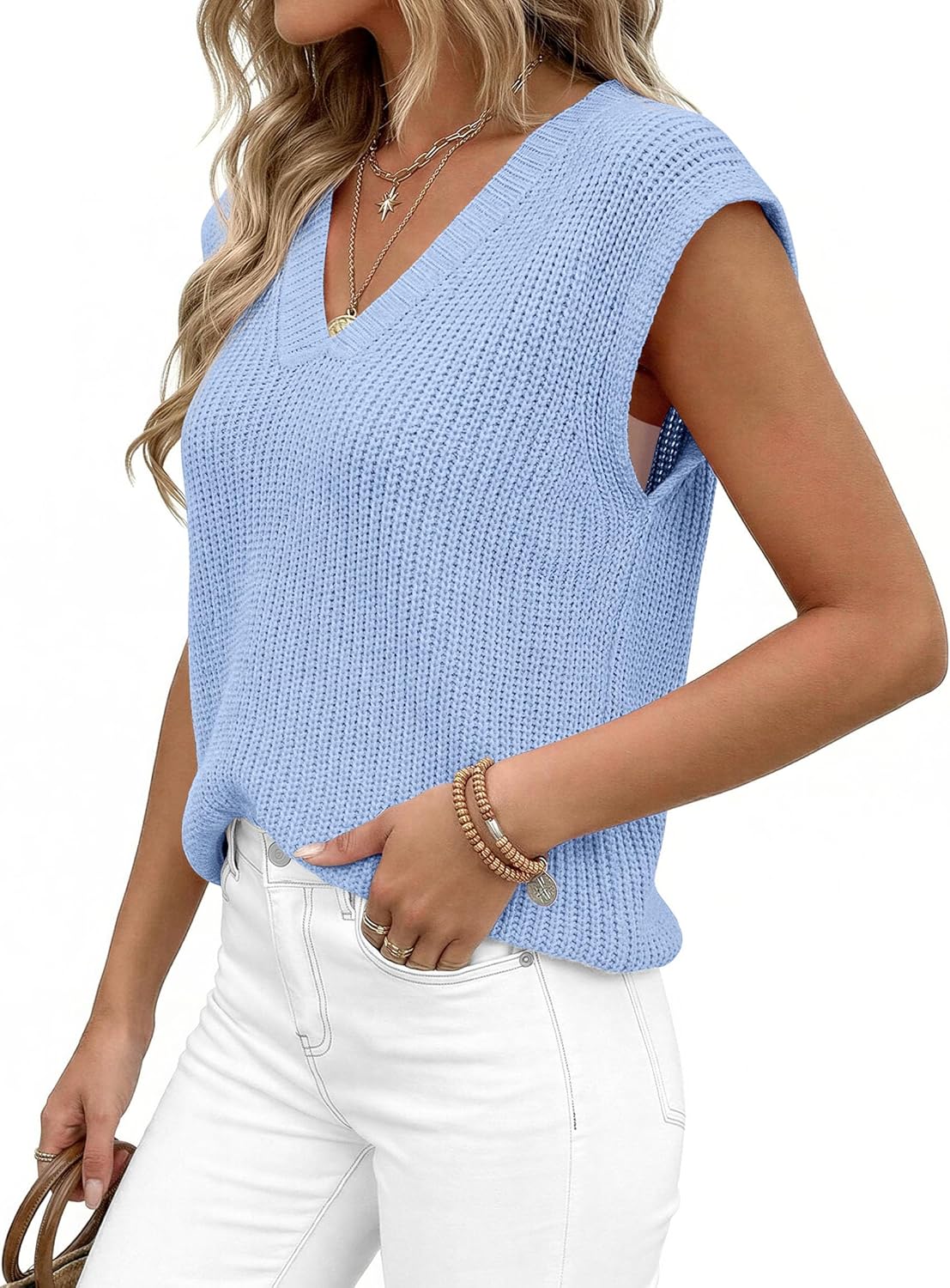 PRETTYGARDEN Women's 2026 Lightweight Sweaters Vest Spring Trendy Cap Sleeve V Neck Knit Tank Tops Summer Going Out Outfits - Image 7