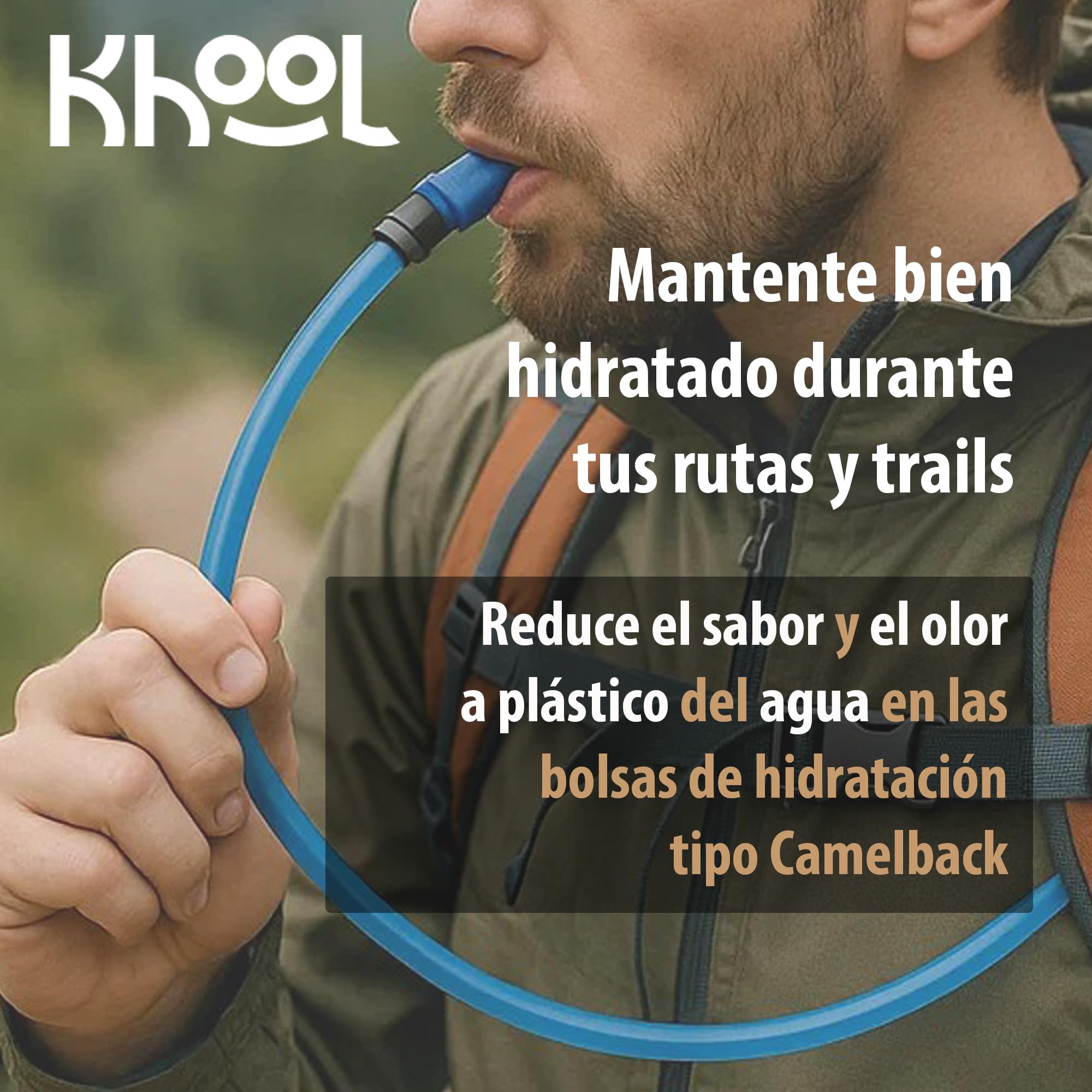 KHOOL | Carbón de Bambú para Bolsas de Hidratación y Camelbak | Purificador Natural | Elimina Sabores y Olores Desagradables | Hidratación Mejorada | 12 Bloques