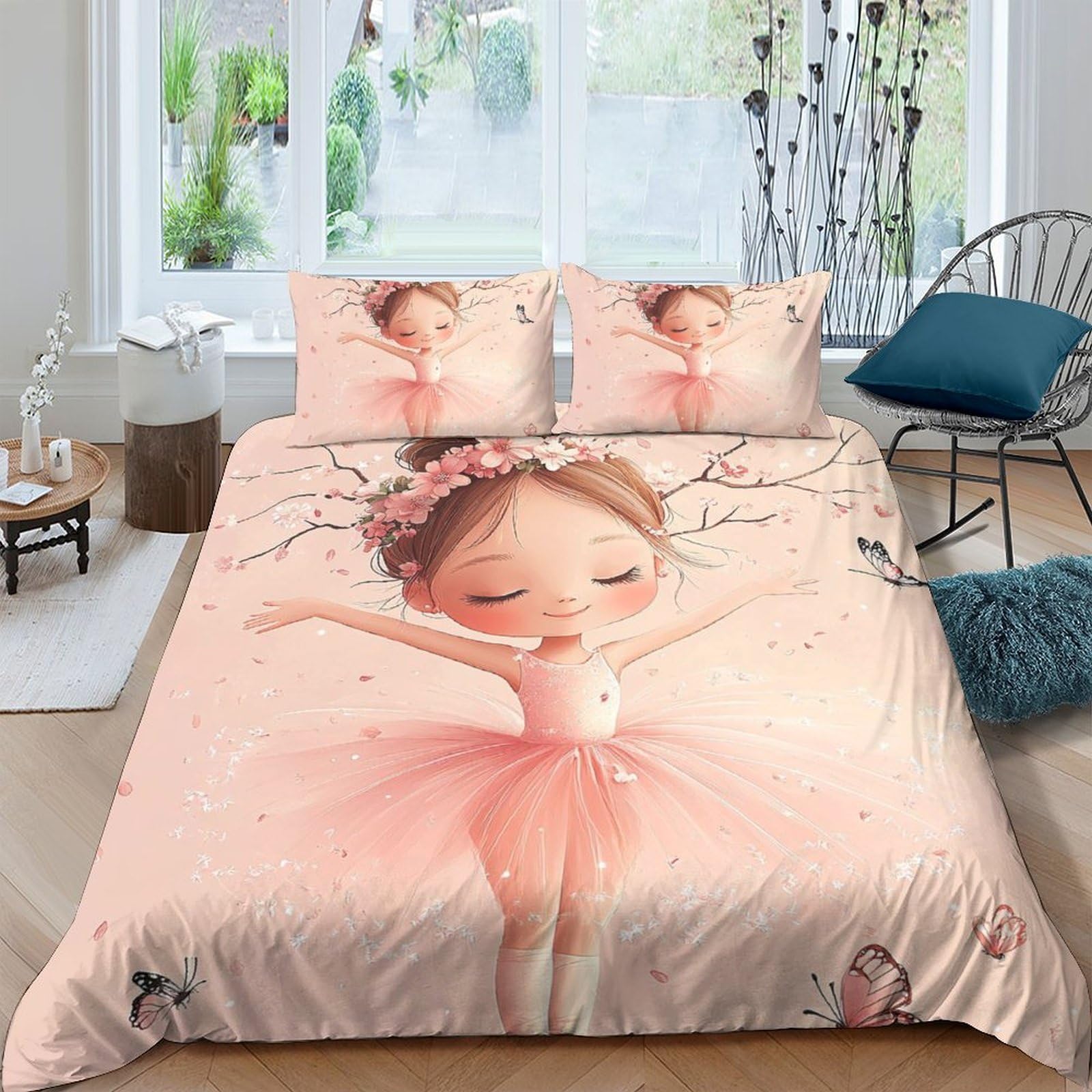Ctjqhvkz Girls Style-5 3D Printed Ballerina Pink Fitted Sheet Microfiber Soft Anti-Slip Cartoon Bed Cover For Bedroom Guest Room Decor Single（135X200cm）