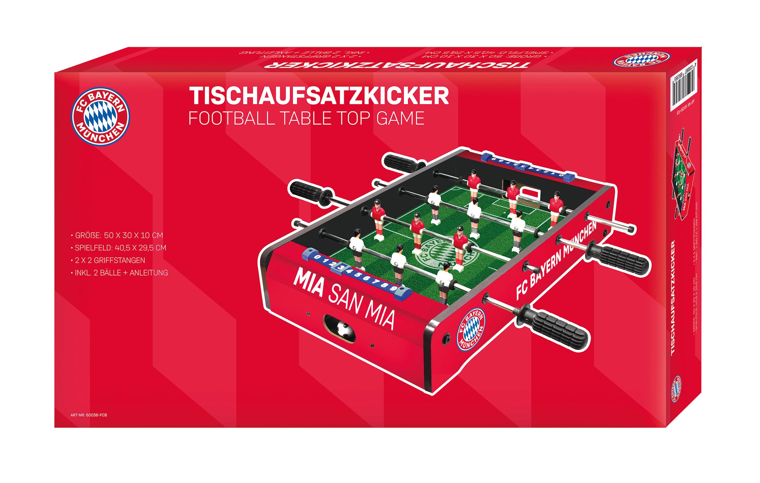 FC Bayern München Tischkicker Kinder - Offizieller Tischaufsatzkicker, kompakter und Leichter Mini-Kickertisch für Drinnen - Spielfeld 40,5 x 29,5 cm