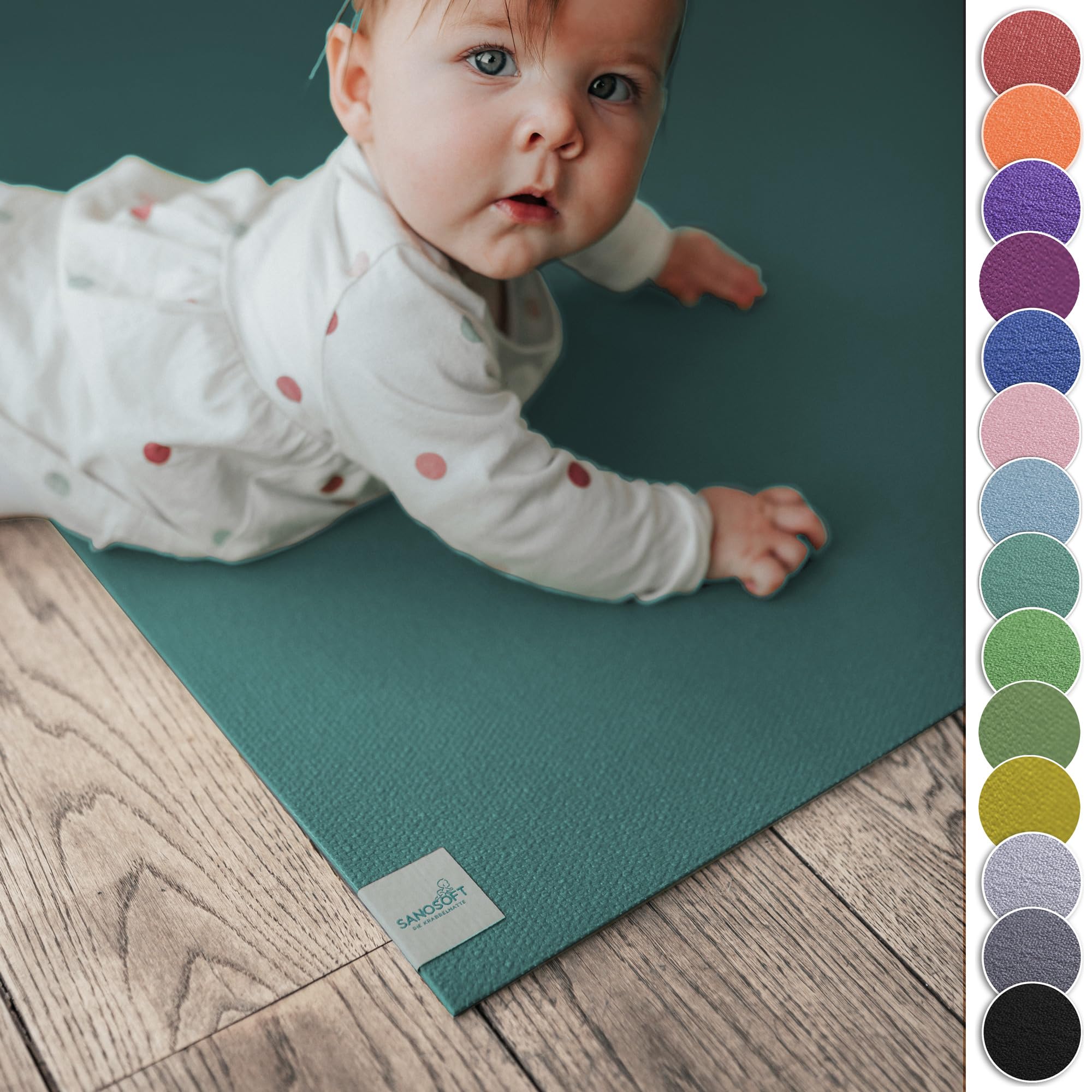 Sanosoft® Krabbelmatte Made in Germany & Öko-Tex - 80cm X 200cm Petrol