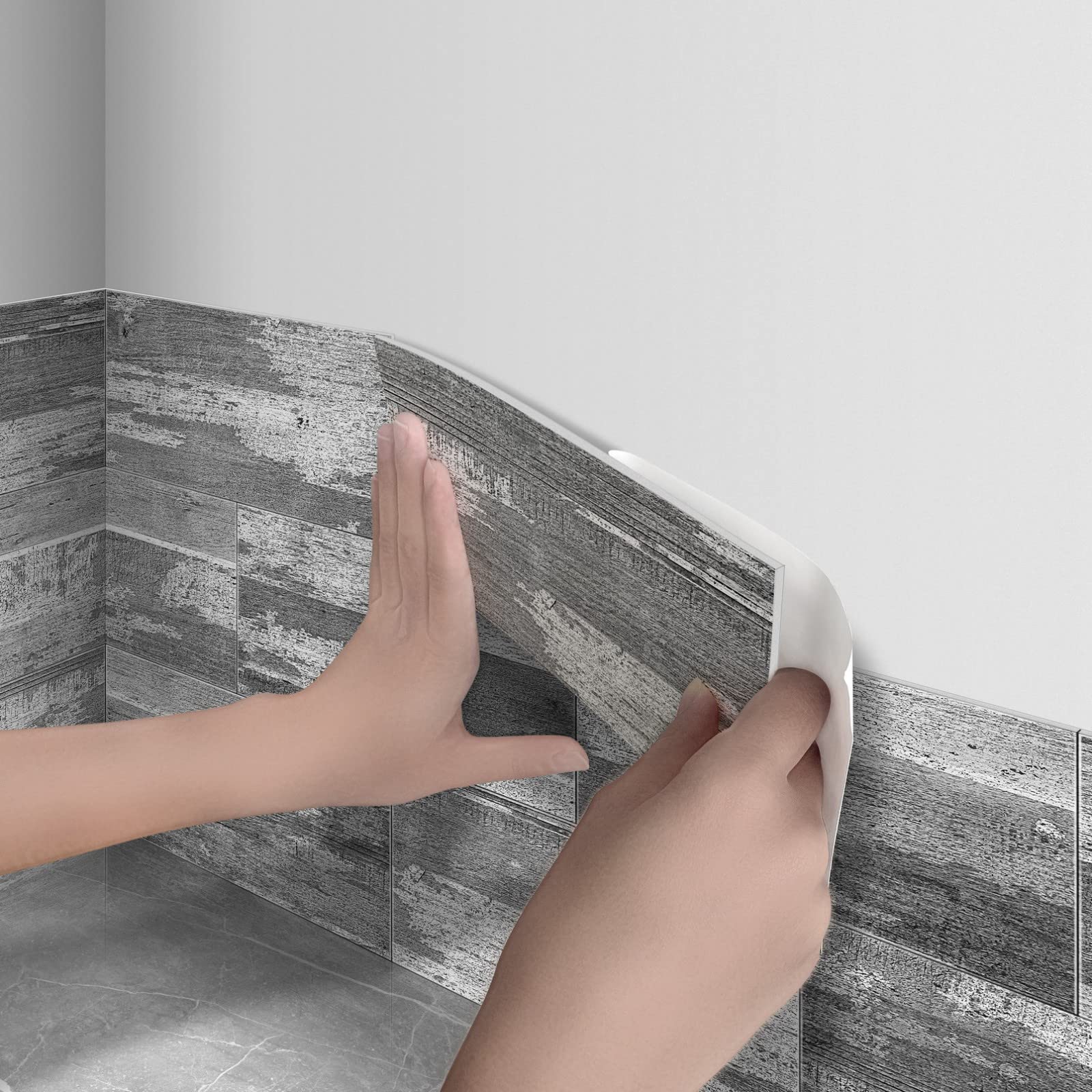 Drewniane naklejki 3D na płytki, wodoodporne, samoprzylepne naklejki ścienne z PCW, do łazienki, kuchni, na schody, dekoracja, opakowanie 10 sztuk, 10,16 x 20,32 cm