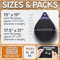 Vista 5 de Cubiertas para boya de barco Paquete de 1, 2 y 4 Negro Diámetro x Longitud: 15 ″ x 19 ″ & 17.5 ″ x 21 ″ Poliéster (1 paquete y 15 ″ x 19 ″)