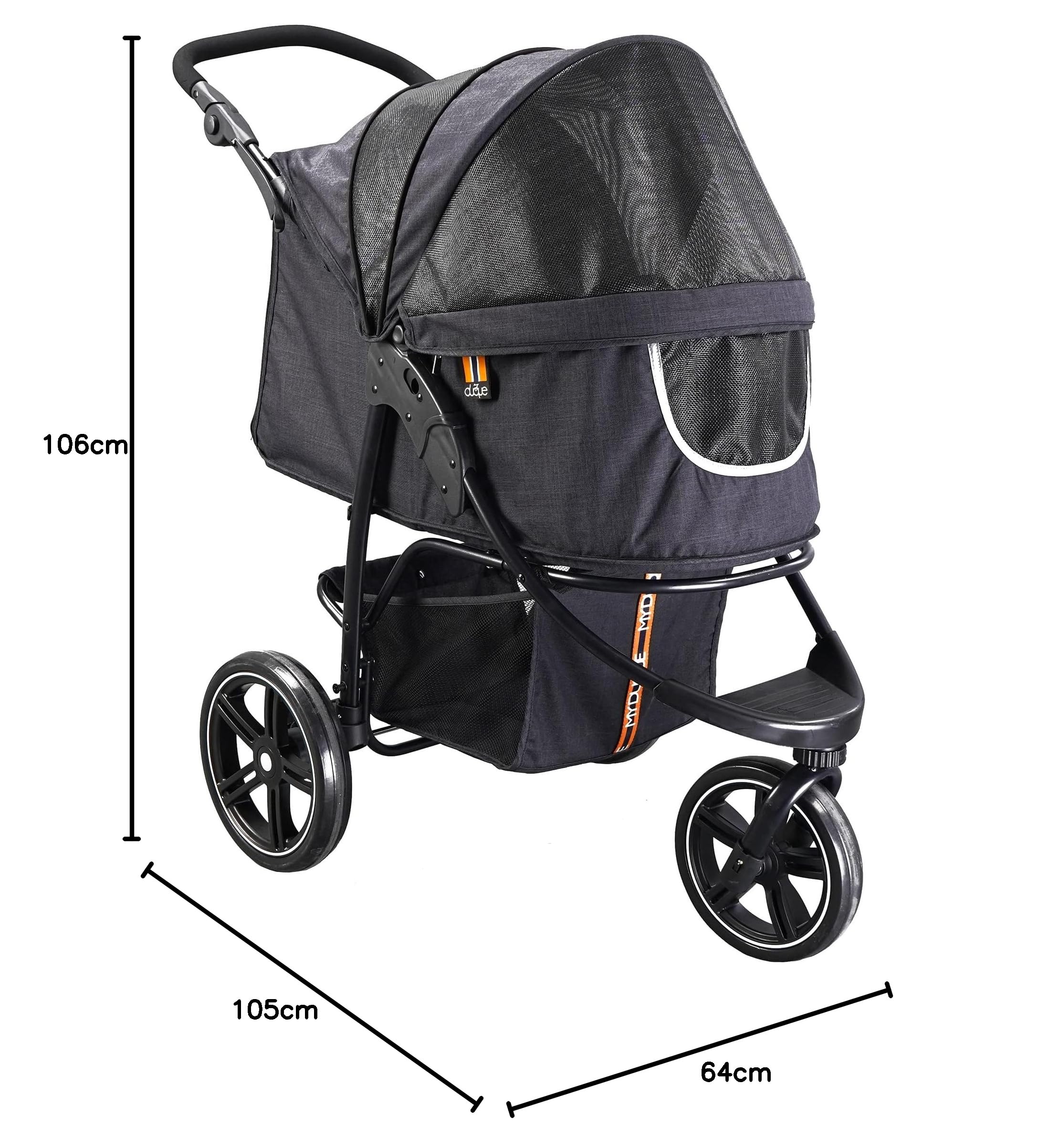 Cooper Wózek dla psa i zwierząt do 32 kg z koszem na zakupy, 3-stopniowa regulacja wysokości, odblaskowy design