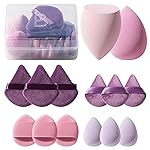 Makeup Sponge Set BS-MALL Triangle Puff 14 Pcs for Liquid, Cream, and Powder, Multi-colored Makeup Sponges and Mini Sponge with Case (A-Purple)