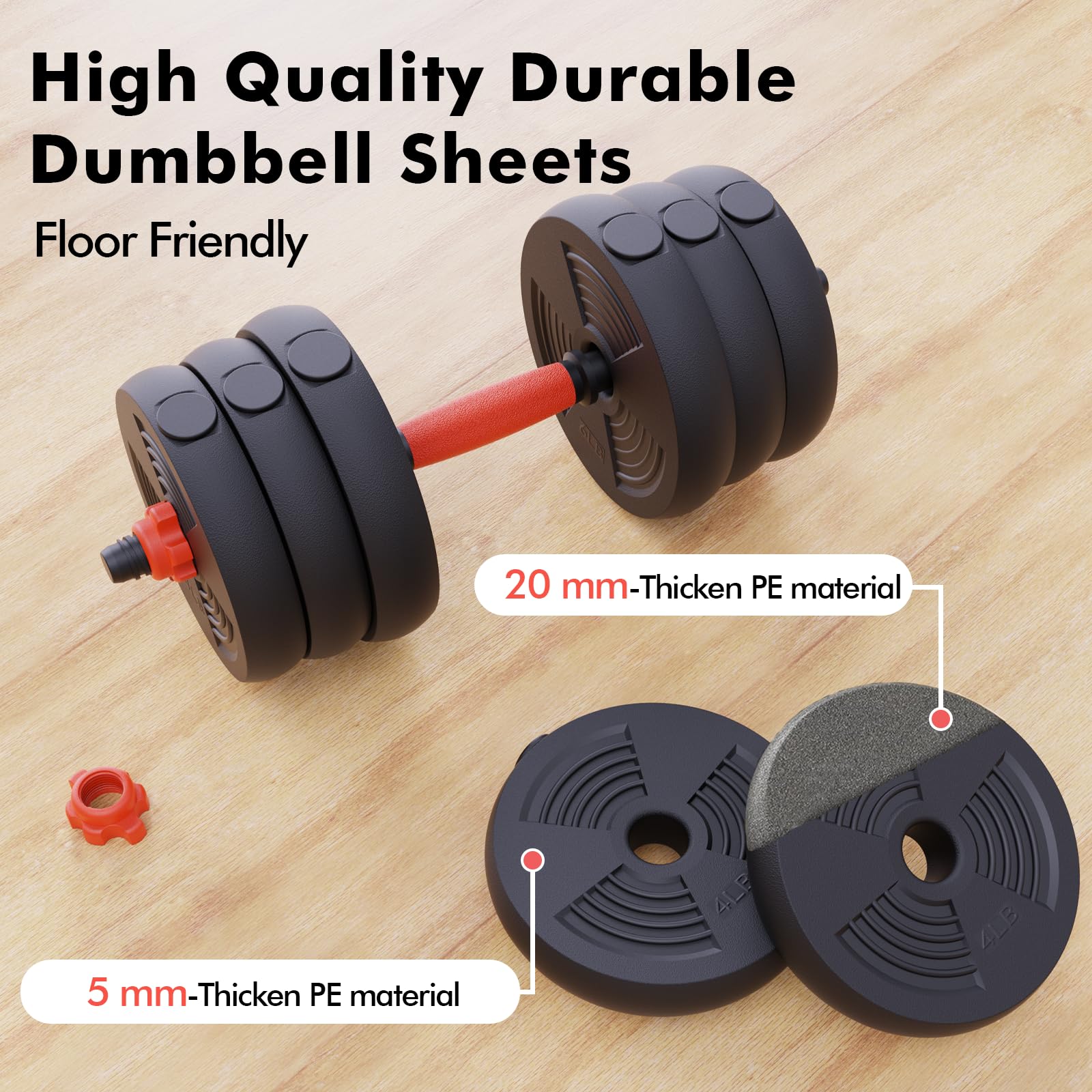 Adjustable Dumbbells Set, 60LB Free Weights set with Connector, 5 in 1 Dumbbell Set used as Kettlebells, Barbell, Push up Stand, Fitness Exercise for Home Gym Suitable Men/Women