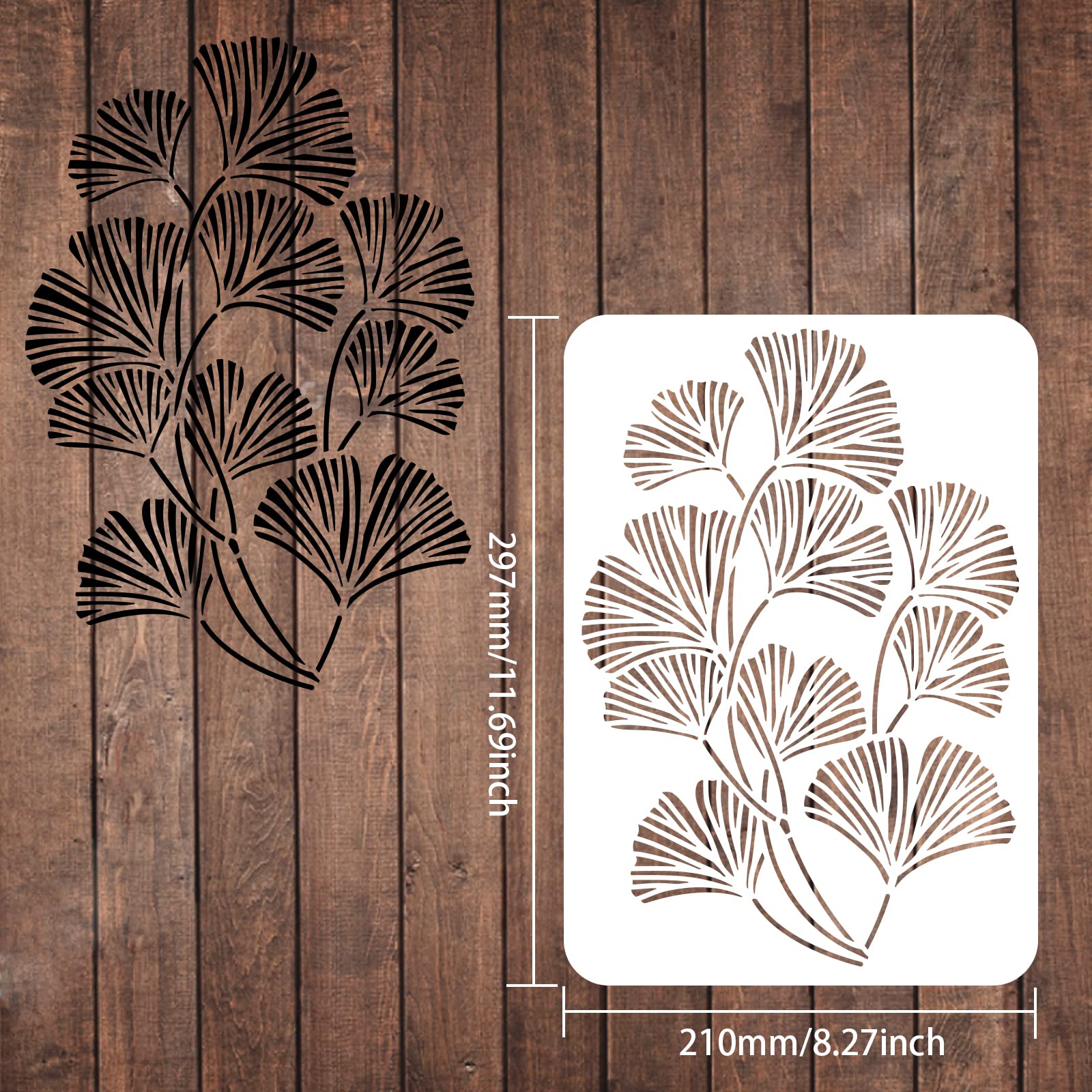 FINGERINSPIRE – Set 4 Stencil Per Pittura A Tema Erba E Piante + Pennello – Riutilizzabili In PET, 30x30cm E 21x29.7cm - 2