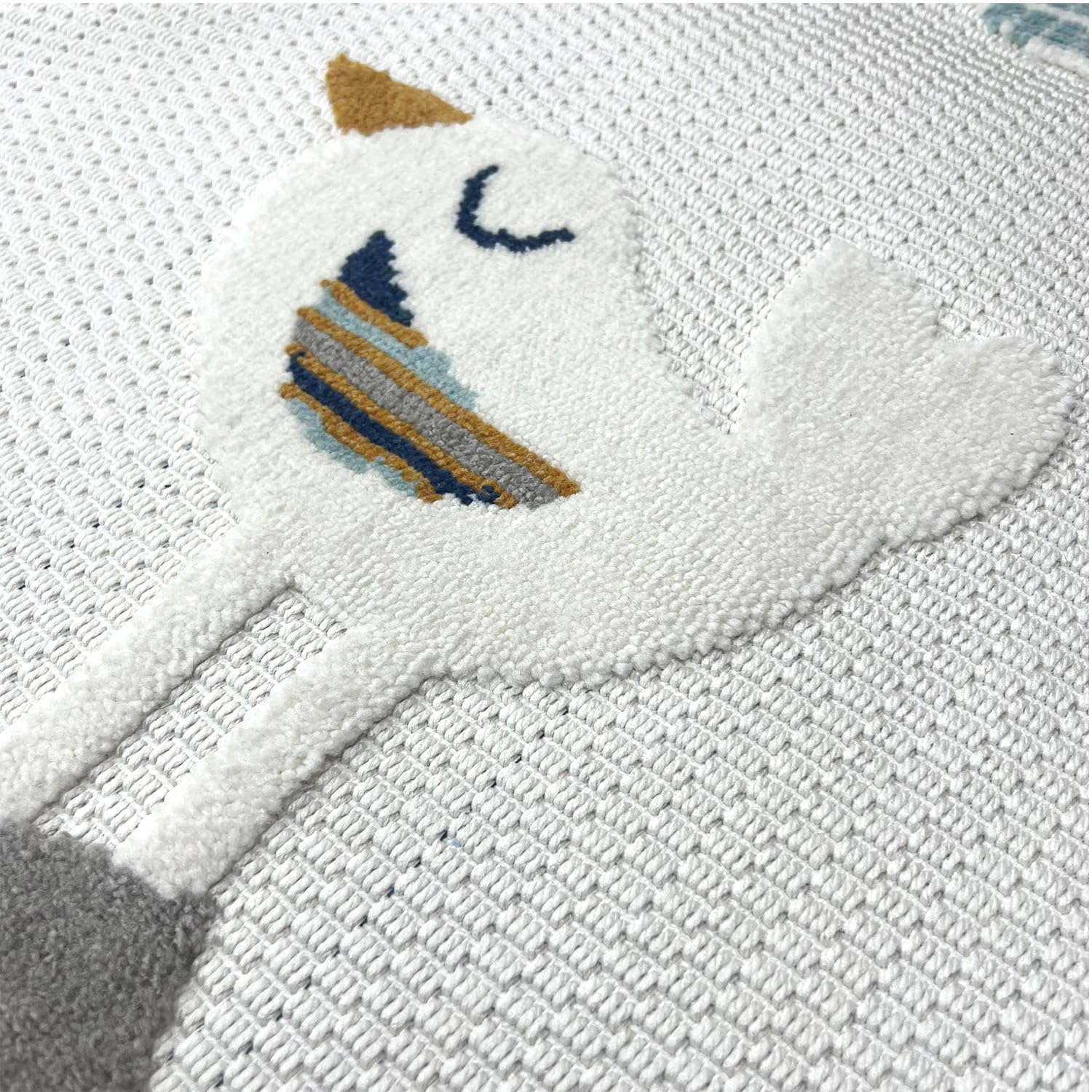 Alfombra Infantil Redonda Habitación Niña Niño Dormitorio Animales Elefante Nubes Estrellas Arcoiris 160cm Gris Marrón Ocre Azul