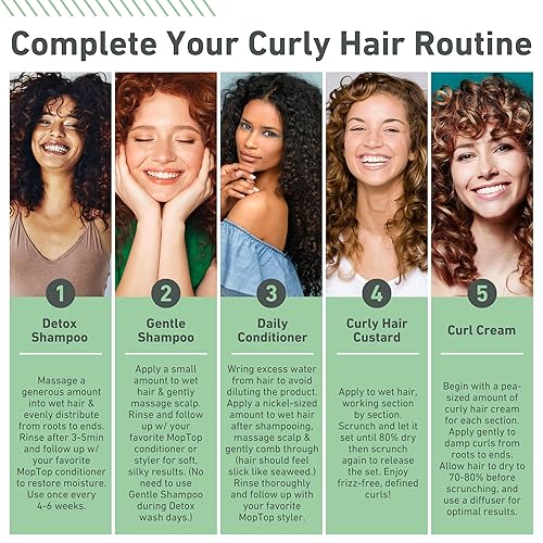 Miniatura 3 de MopTop Rutina de tratamiento para el cabello rizado, champú desintoxicante de 8 onzas, champú suave, acondicionador diario, gel para cabello rizado,