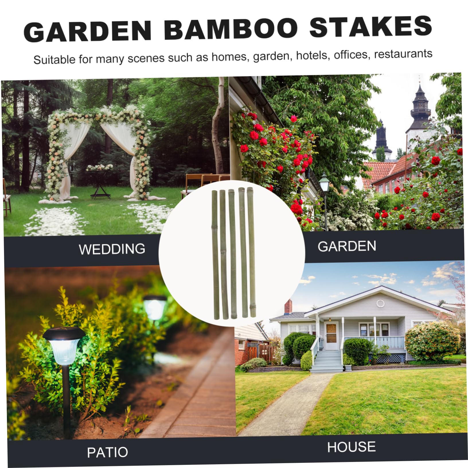 Happyyami 5 Stück Garten Bambuspfähle Bambusstäbe 50cm Bambusrohre als Rankgitter für Kletterpflanzen im Freien Stütze für Gartenpflanzen