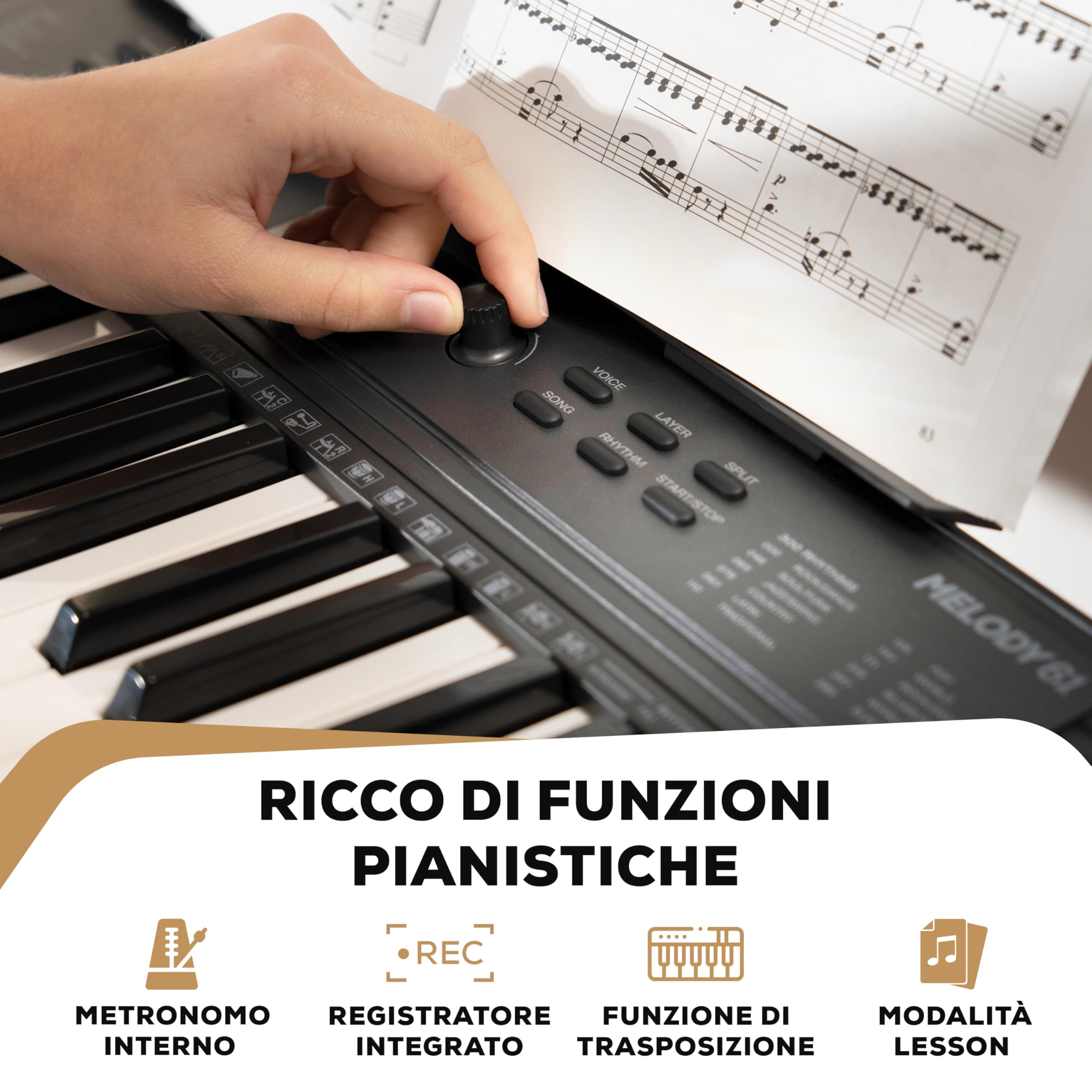 Alesis Melody 61 MK4 Tastiera Pianoforte 61 Tasti con Accessori | Portatile, 300 Voci, Modalità Split/Layer, Include Lezioni, Pianola per Scuola Media e Principianti