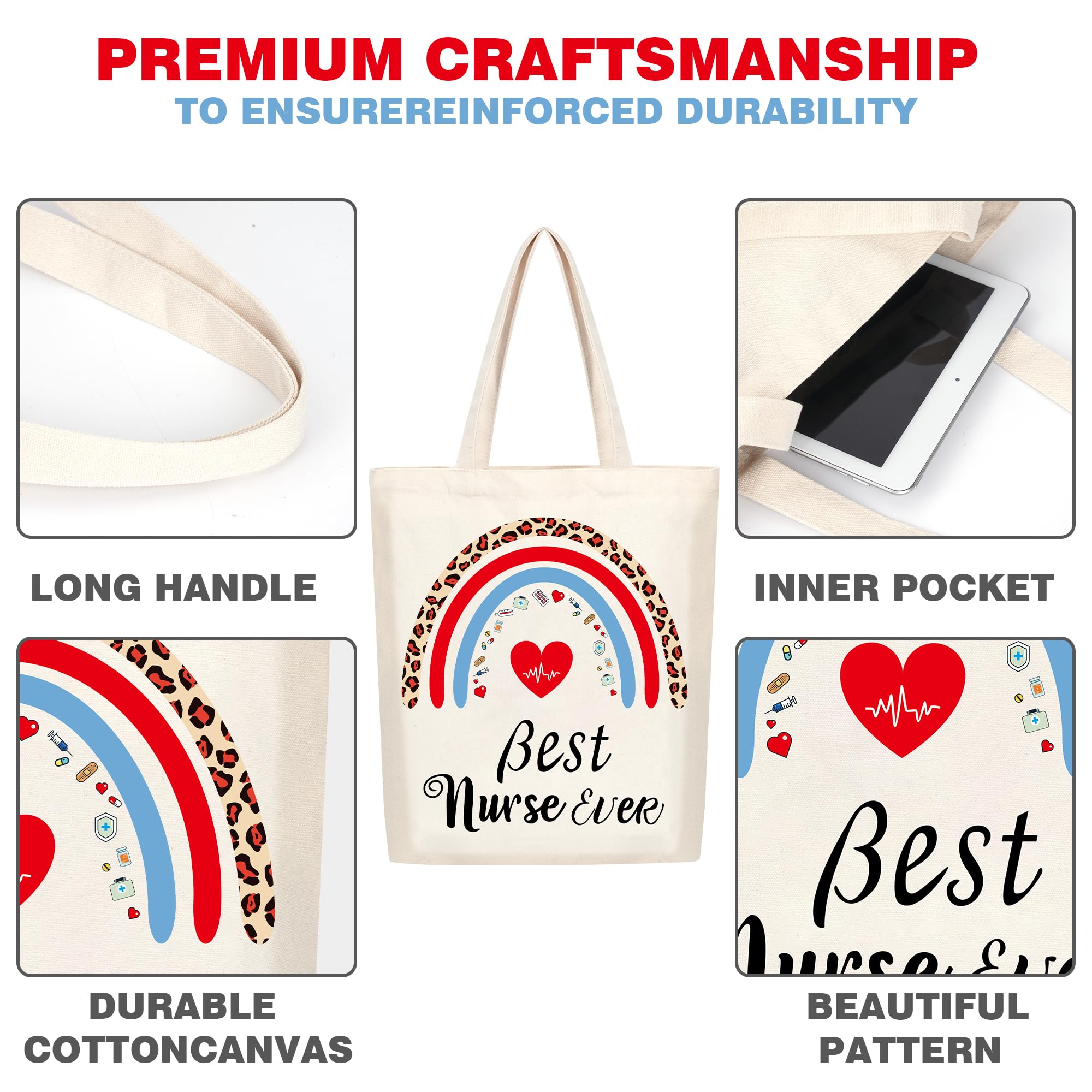 Kolewo4ever 16 Pieces Nurse Appreciation Gifts Nurses Week Gifts Tote Bags Nurse Graduation Retirement Canvas Tote Bags Shopping Bag Shoulder Bag Gift for Women Nurses Supplies