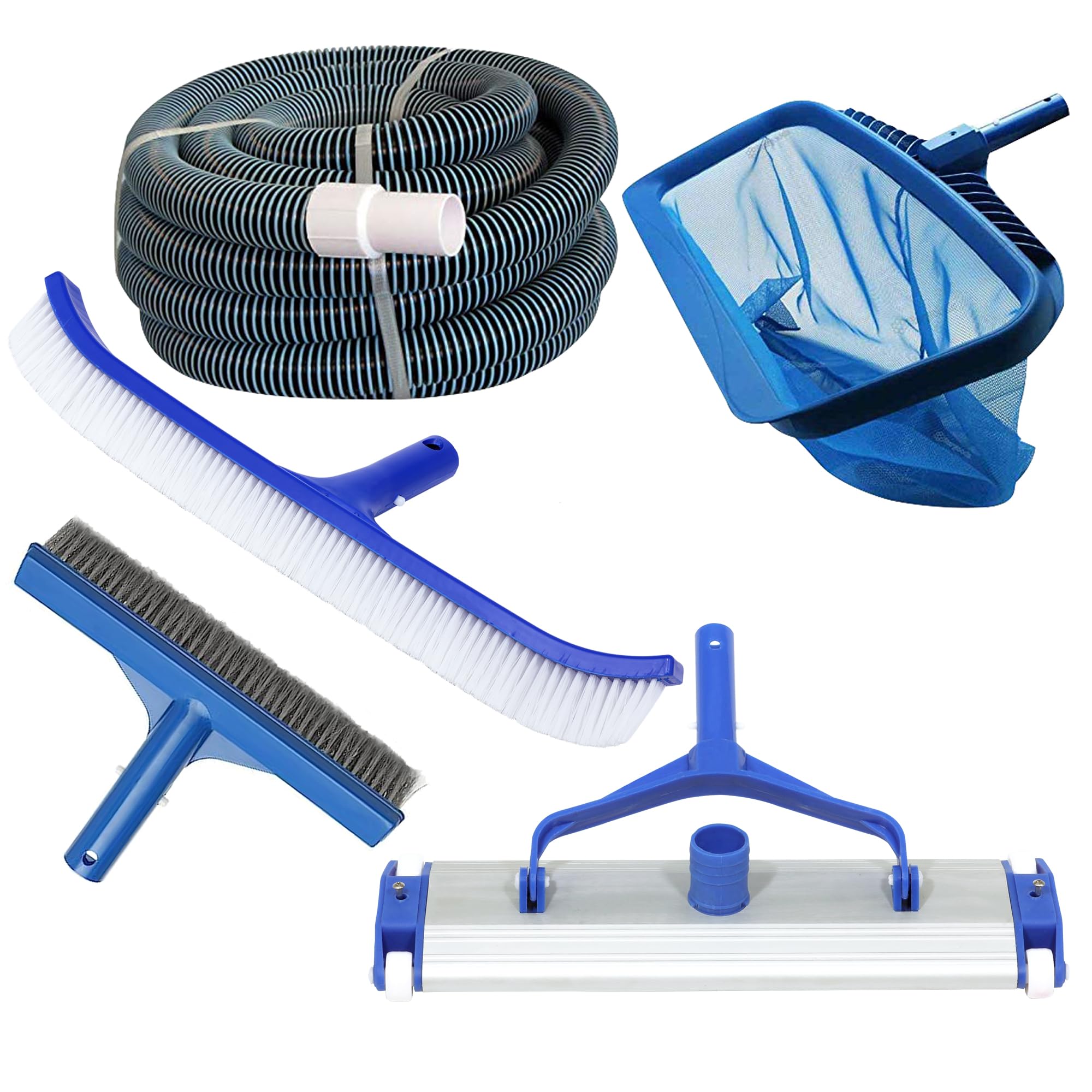 POOLTOOL Swimming Pool Cleaning Kit, Deep Leaf Rake Net Bag Net, Wall Cleaning Brush 18" Curved, Vacuum Hose Pipe 9 meter/30 Feet EVA Suction Pipe, Vacuum Head 17.5", Test Kit (Cleaning Set)-image-45