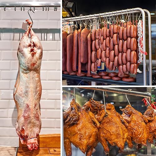 Miniatura 5 de 12 ganchos de carne, ganchos de carnicero de 5 pulgadas de acero inoxidable (0.157 in de diámetro), ganchos de procesamiento de carne en forma de S