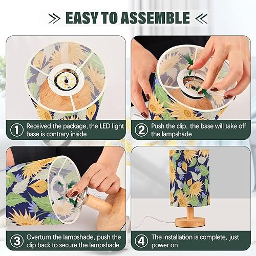 Miniatura 4 de Nightstand Lamp Bedroom Table Lamps Minimalist Floral Gold Sunflower Night Lights for Boys Porch