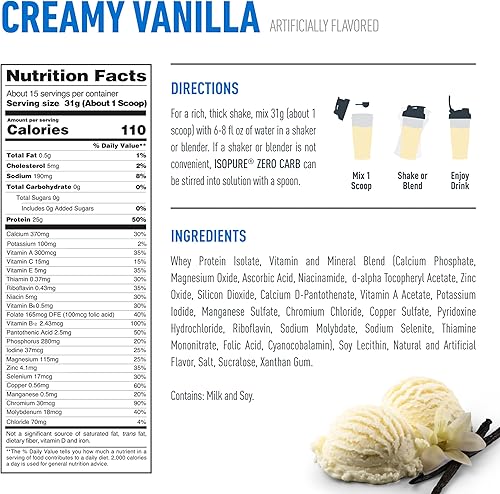 Miniatura 4 de Isopure Cero carburador vitamina C y zinc para el apoyo inmunológico proteína 25G polvo de proteína amigable con keto aislamiento de proteína 100 de