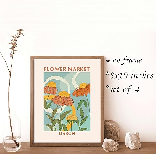 Miniatura 5 de VNWEK Póster abstracto de Matisse Art Flower Market botánico floral para pared, sin marco, 8 x 10 pulgadas, juego de 4, decoración de arte moderno