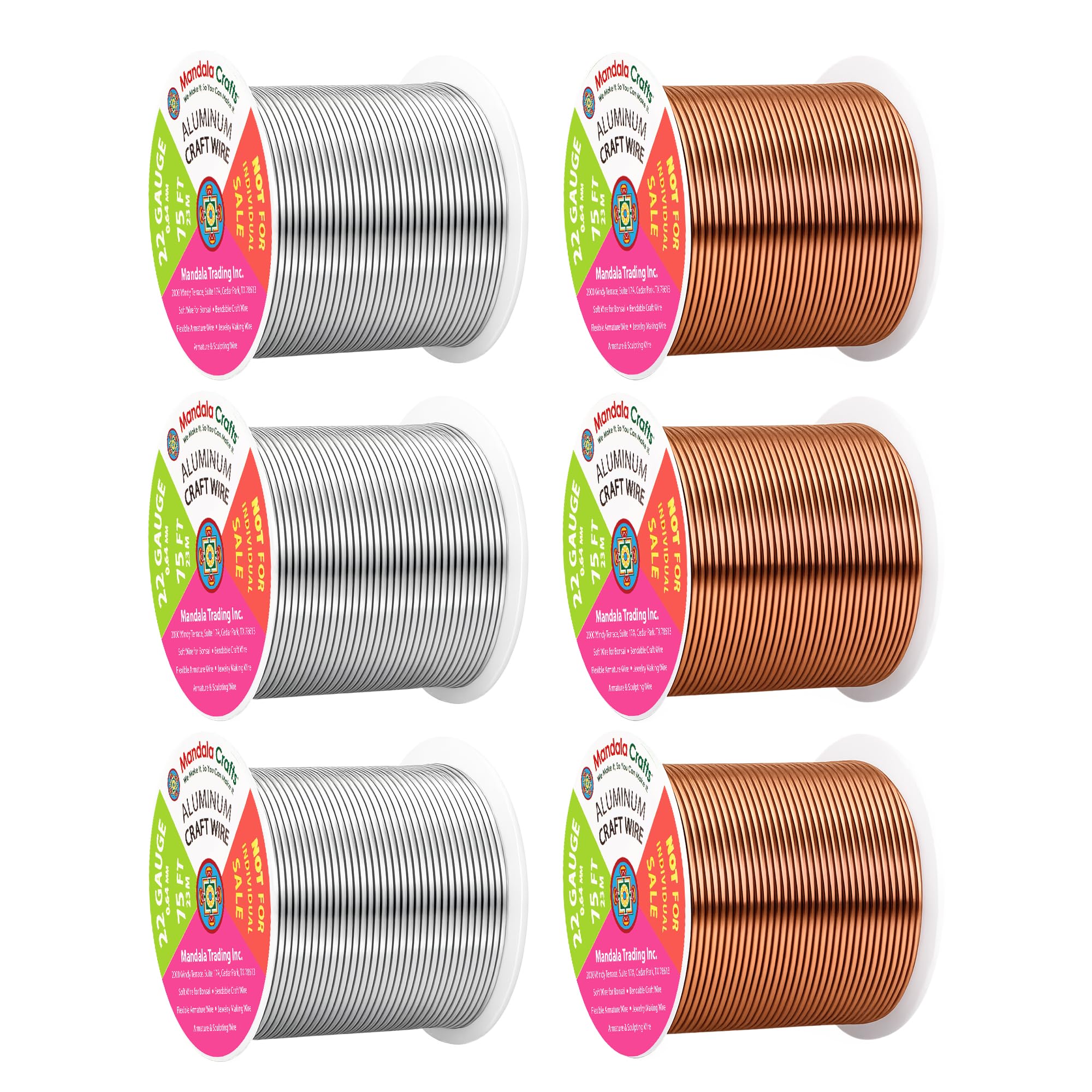 Mandala Crafts 22 GA Copper Silver Tone Combo Anodized Aluminum Craft Wire