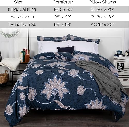 Miniatura 122 de Southshore Fine Living, Inc. Juego de edredón de 2 piezas, tamaño individual, juego de edredón floral con funda de almohada, pájaros y flores