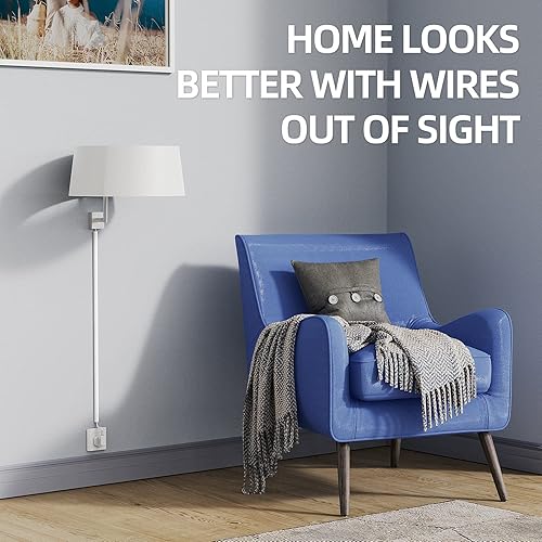 Miniatura 6 de Delamu – Ocultador de cable de 128 pulgadas para 1 cable, cubiertas de cable autoadhesivas para cables en la pared, cubiertas de cable más fáciles