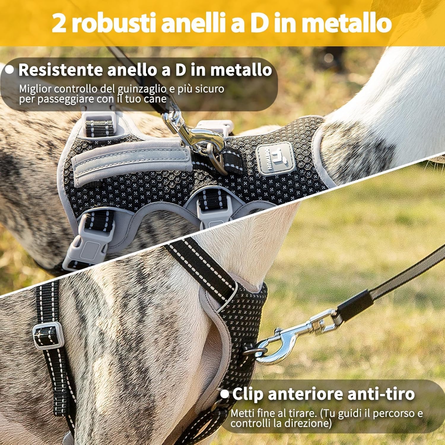 Huntboo Imbracatura a prova di fuga, imbracatura per cani antiscivolo a prova di fuga, imbracatura riflettente con maniglia, traspirante, regolabile per cani di piccola taglia da passeggio
