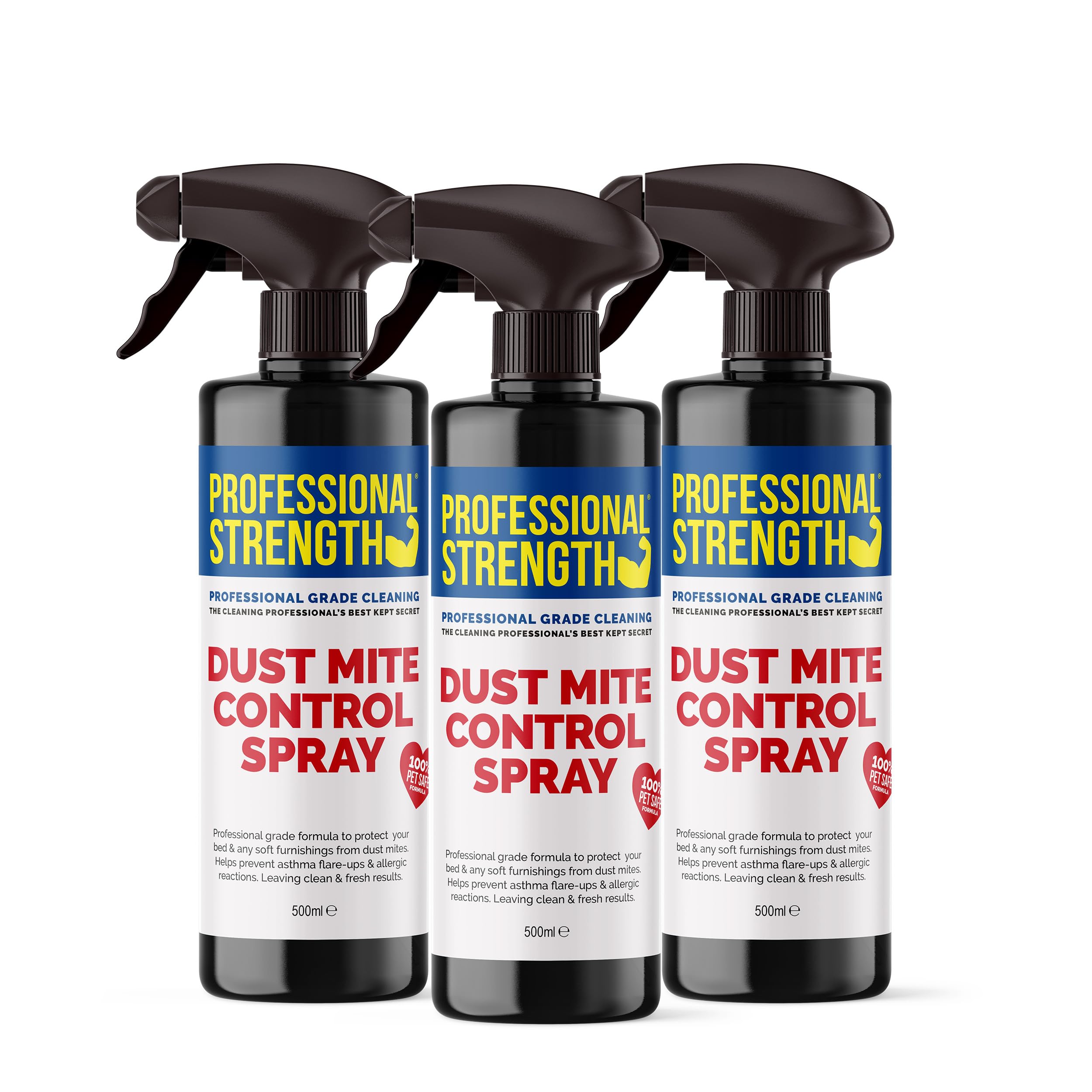 Professional Strength Dust Mite Killer Spray, 500 ml (Pack of 3) – 6 Months Protection Against Allergens with Safe Non-Toxic Formula