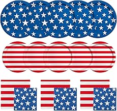 American Flag Patriotic Party Supplies Disposable dinner paper plates dessert paper plates Napkins and Cocktail napkins for Veterans Day Election Day 4th of July Independence Day Decorations, Serve 50