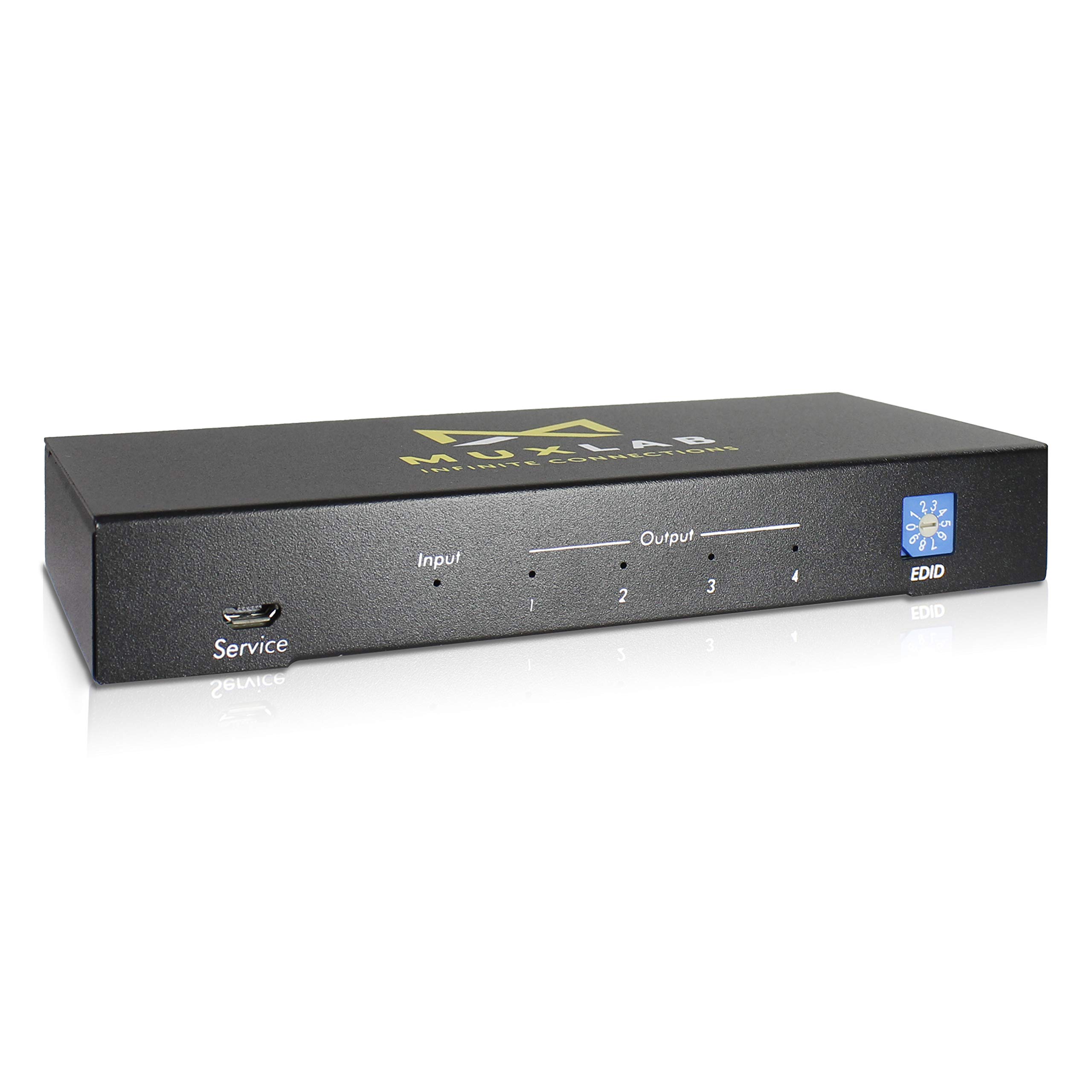 MuxLab 1x4 HDMI Splitter | 1 in 4 Out| 4K@60HZ | 4:4:4 | HDR | HDMI 2.0 | HDCP 2.2 | TrueHD | DTS:X 