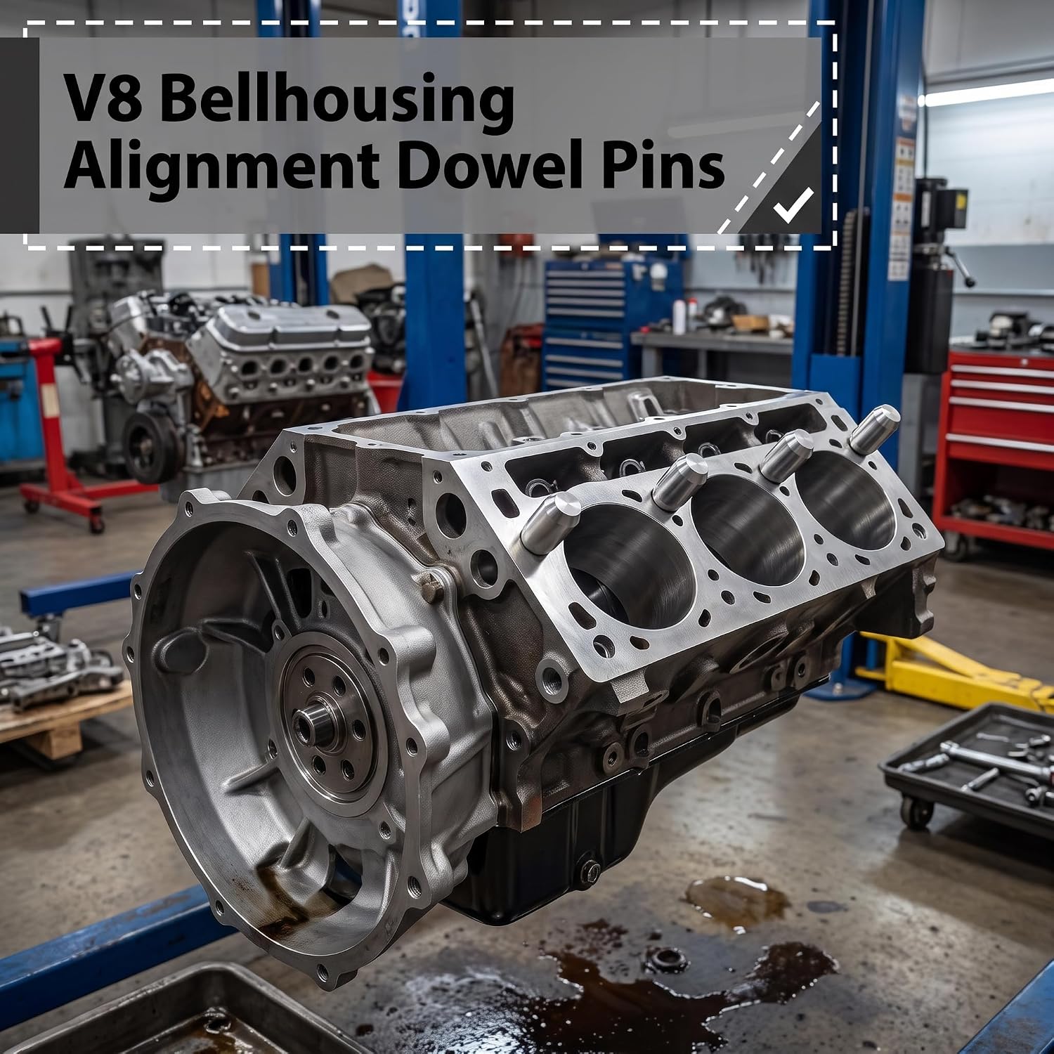 SBC BBC LS LT Bellhousing Alignment Dowel Pins for Chevy V8 Engine-4PCS | Standard Length, Dowel Pins for Chevrolet Small & Big Block V8 Engine to Transmission - LS/LT, 1997 & Up