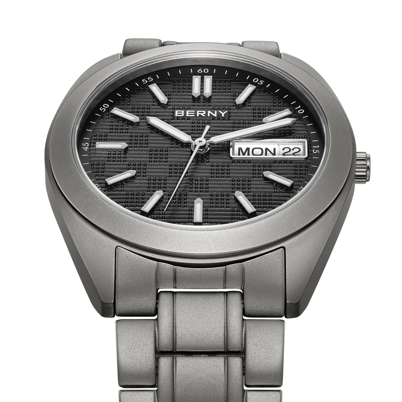 BERNY Reloj de Hombre Reloj de Titanio 10ATM Impermeable Relojes de Cuarzo Analógico Super Luminoso