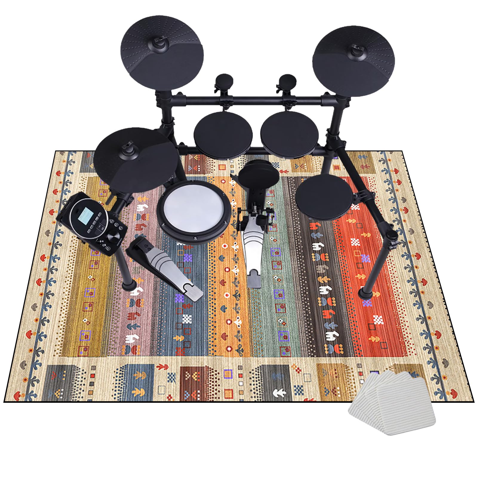 Tapis de Batterie Acoustique insonorisé, Tapis pour Tambour, Tapis pour Tambour antidérapant, Tapis pour Batterie electronique, 120 x 100 cm Tapis d'Instrument de Musique, Tapis Professionnel de Jazz