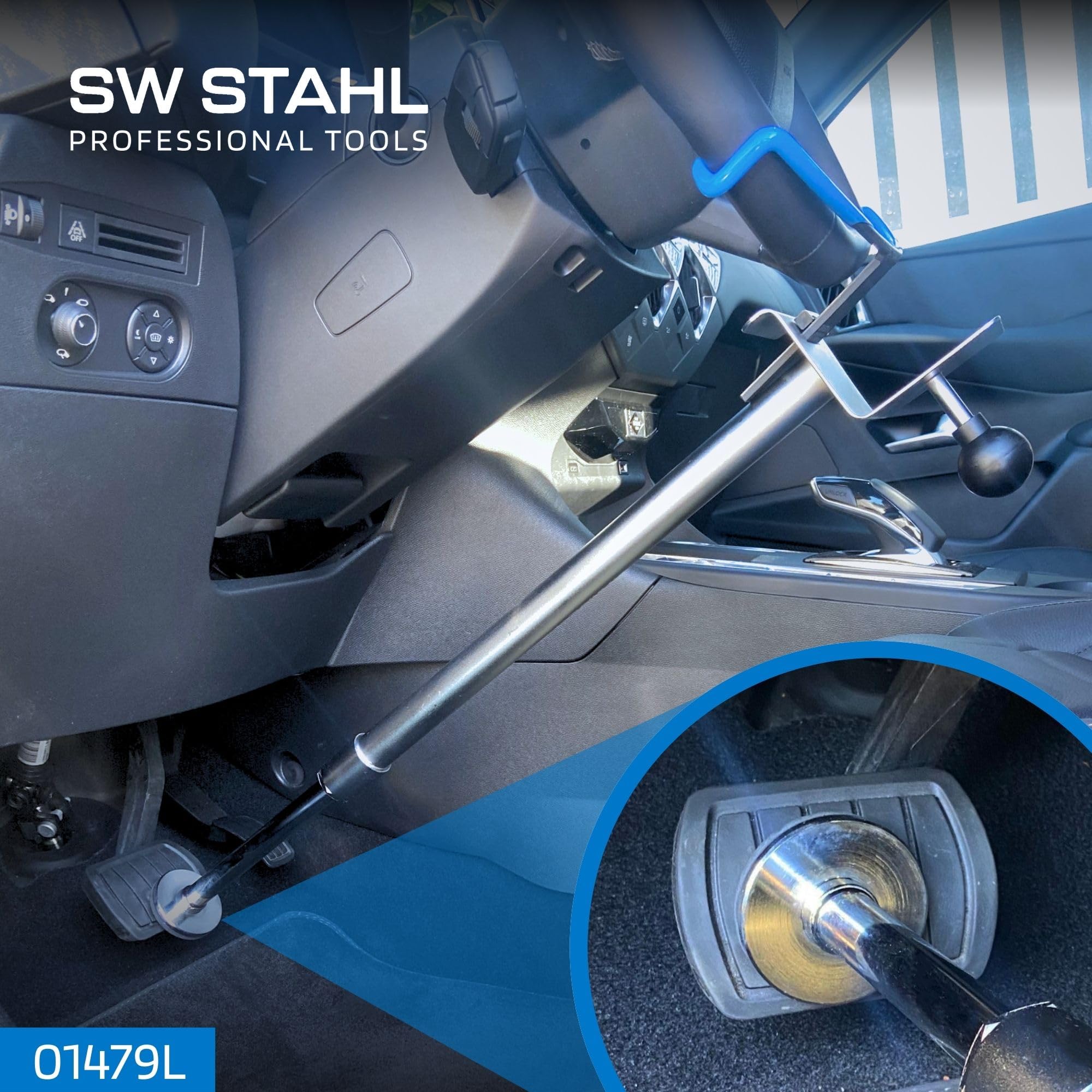 SW-Stahl 01479L Bremspedal-Fixierwerkzeug I Bremspedal Feststeller für hydraulische Bremsanlagen I Bremsenentlüftung Werkzeug I Bremsenpedal Blockierwerkzeug I Werkzeug für Bremsanlagen