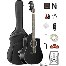 12 String Guitar 42" Full Size Acoustic Electric Guitarra Ac stica Built In 4 Band EQ, Spruce Top Mahogany Back, Complete Beginner Electric Guitar Kit for Adults, Guitarra de 12 Cuerdas, Matte Black