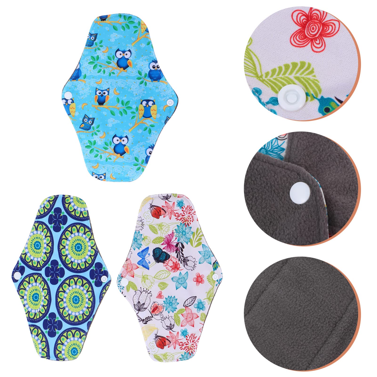 FRCOLOR 2 Juegos Toallas Sanitarias Reutilizables Toallas Higiénicas De Tela Paño Sanitario Lavable Compresas Con Alas Cuecas Menstruales Almohadillas De Lactancia Multiusos 3 Piezas * 2