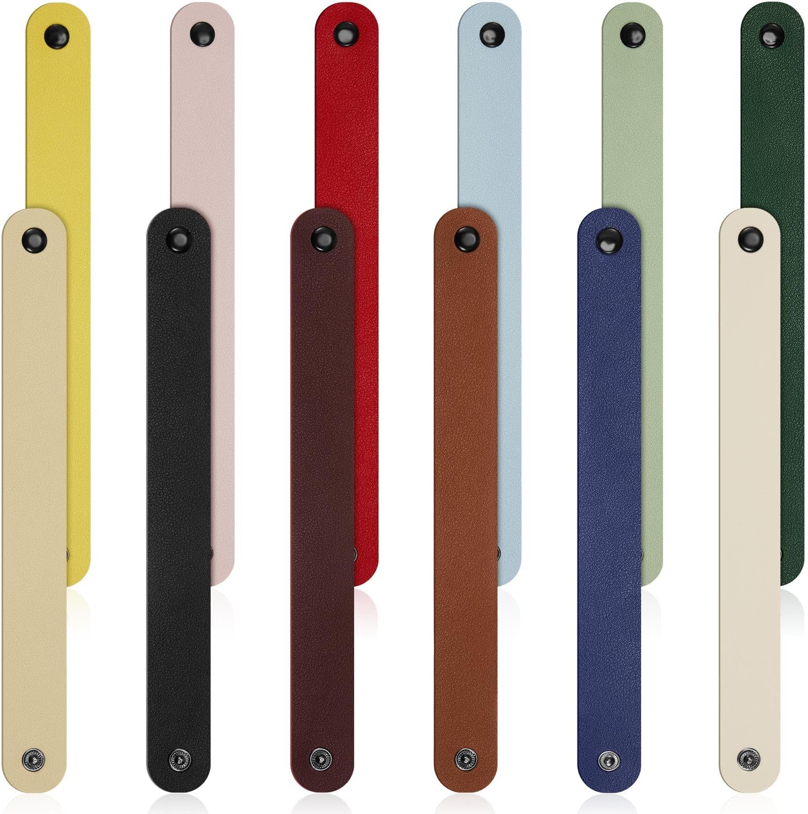 Reginary 12 Pack Leather Bracelet Blank Leather Snap Bracelets Plain Craft Wristband 8.66 x 0.98 Inches Wrist Cuffs Straps for Men Women DIY Jewelry Making(Multicolor)