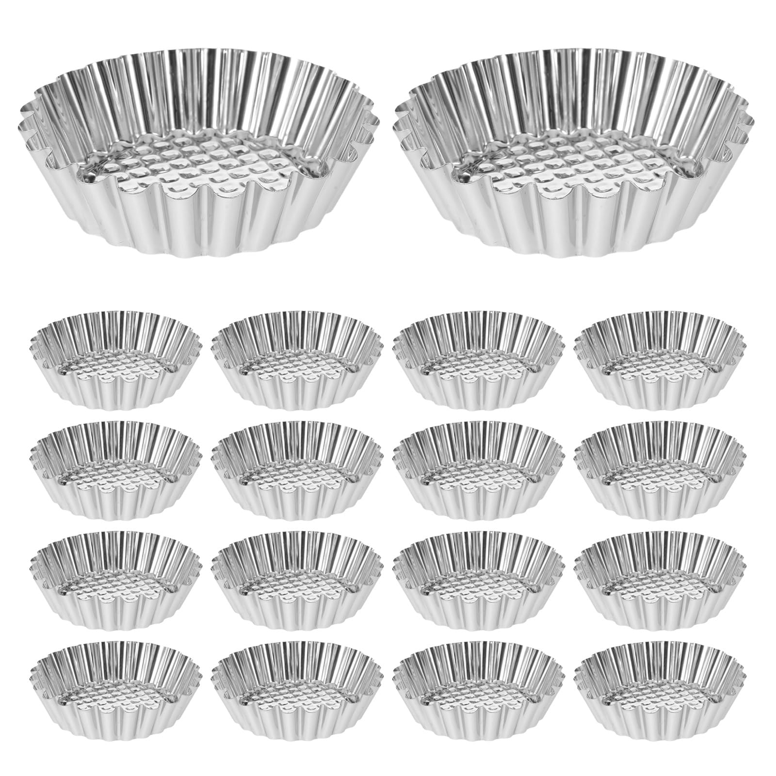 Homoyoyo 30 Piezas Molde para Tartaletas de Huevo Moldes para Tartas Antiadherentes de Acero Inoxidable Desmontables para Hornear Bizcochos