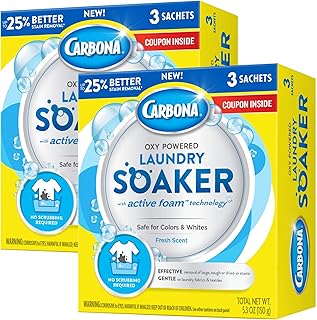 Carbona® Oxy Powered Laundry Soaker with Active Foam Technology | Powerful Stain Remover | Chlorine Bleach Free | Safe on ...