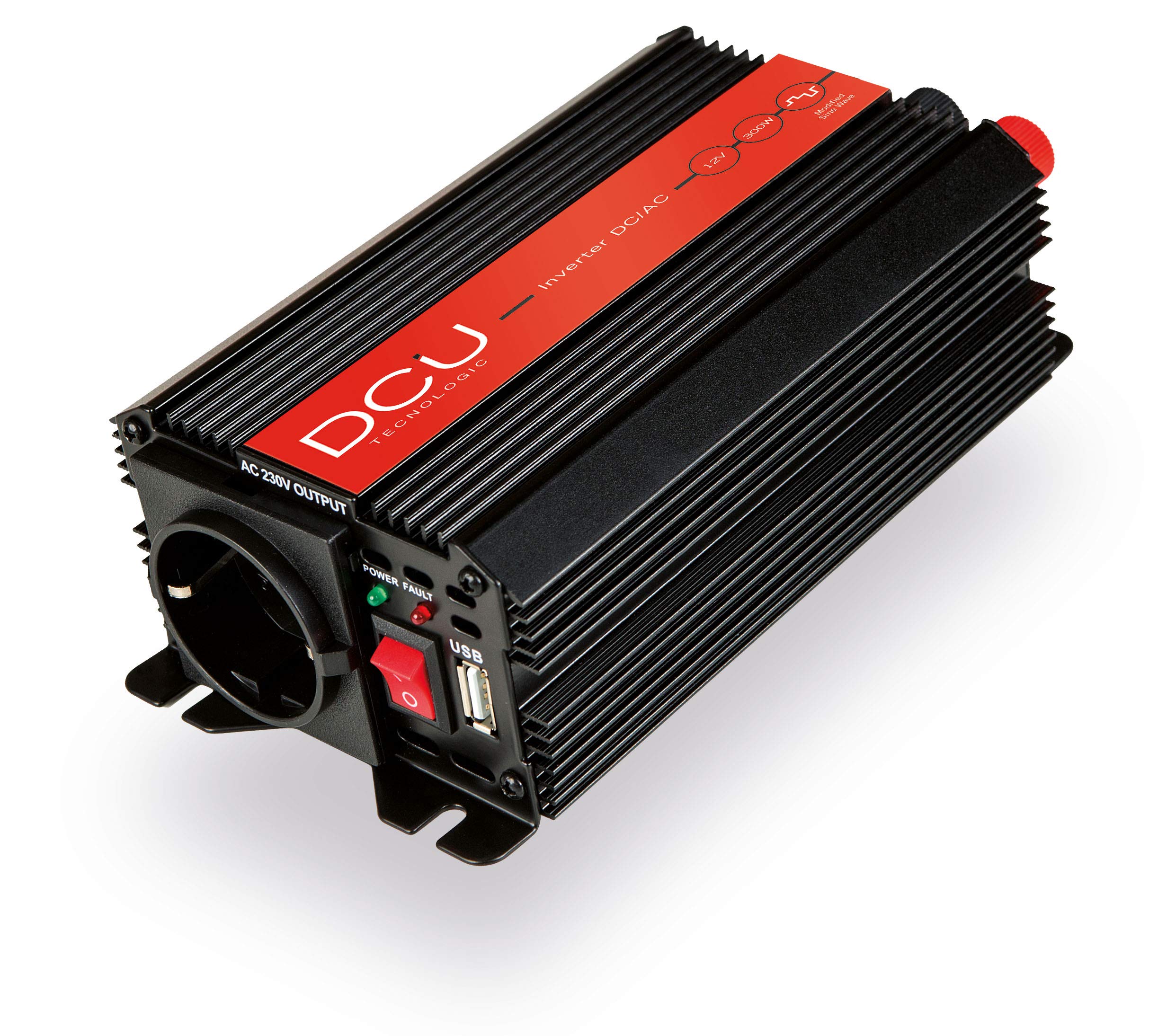 DCU TECNOLOGIC 300W - Inverseur de courant 12/220V 300W - Prise de courant secteur - 1 pièce