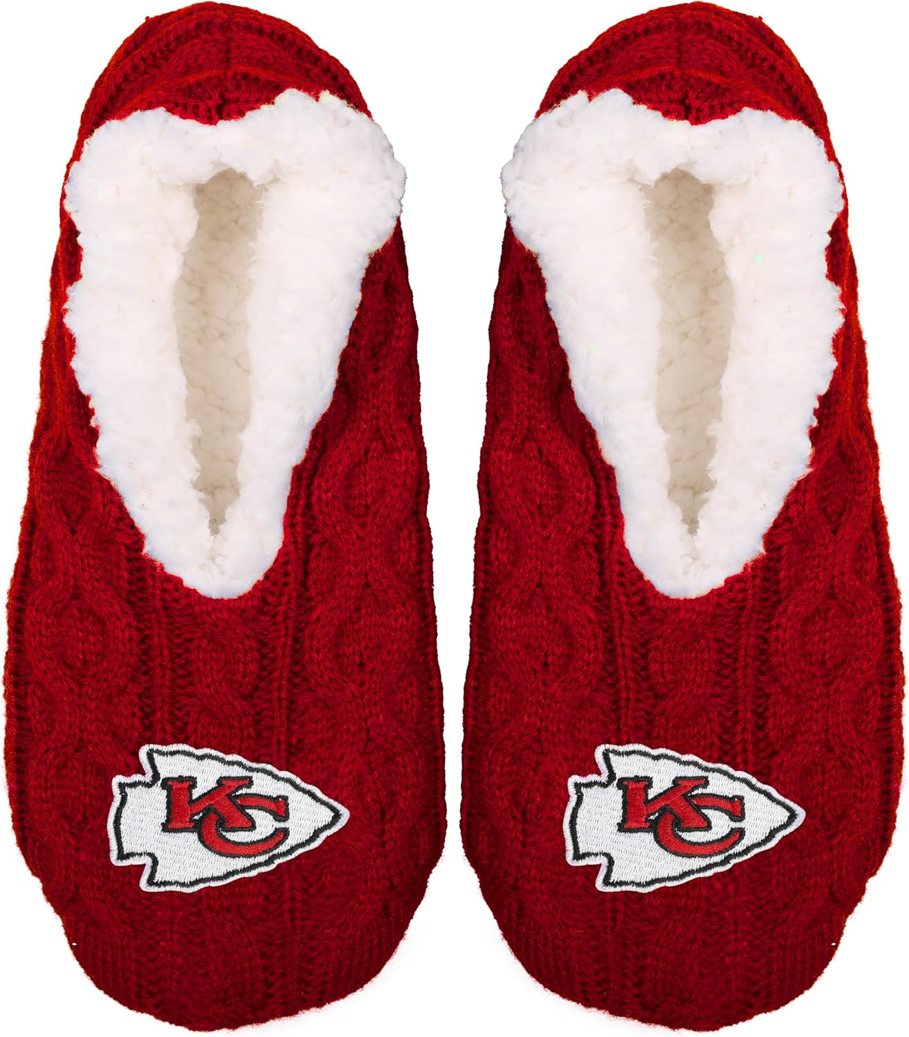 FOCO - NFL Big Logo Cable Knit Women's Footy Slippers